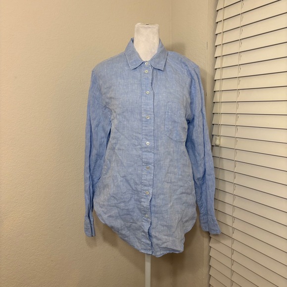 Country Road Tops - Country Road organic french linen light blue chambray button up shirt size 10